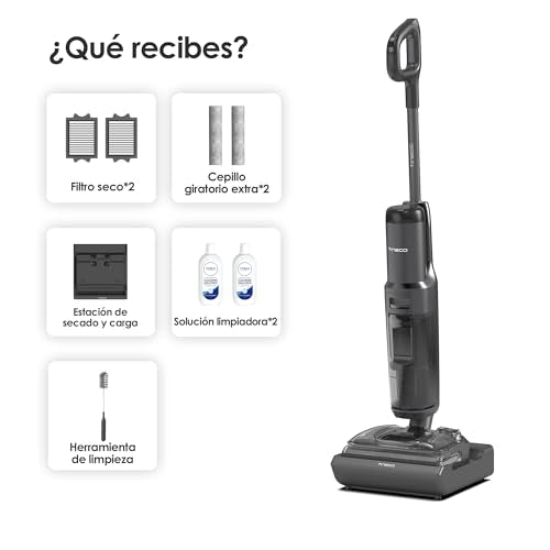 Aspiradora Inalámbrica Tineco Floor One S7 Stretch Ultra Horizontal 180° Negro con Autonomía de 50 Minutos y Autolimpieza FlashDry a 85 °C