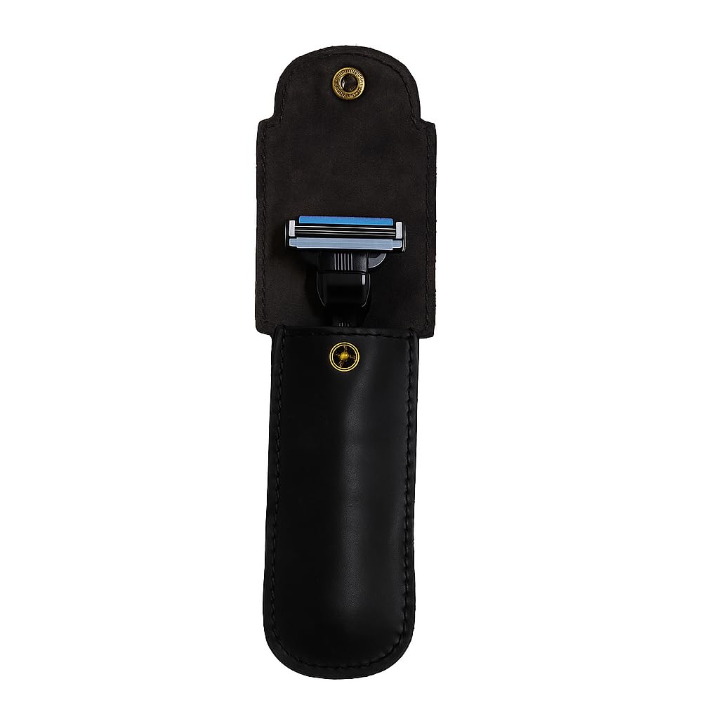 PavinCrafter Funda de piel flor para maquinilla de afeitar | Estuche de doble filo | Funda protectora para maquinilla de afeitar de seguridad, hecha a mano, para viaje y almacenamiento | Accesorio de