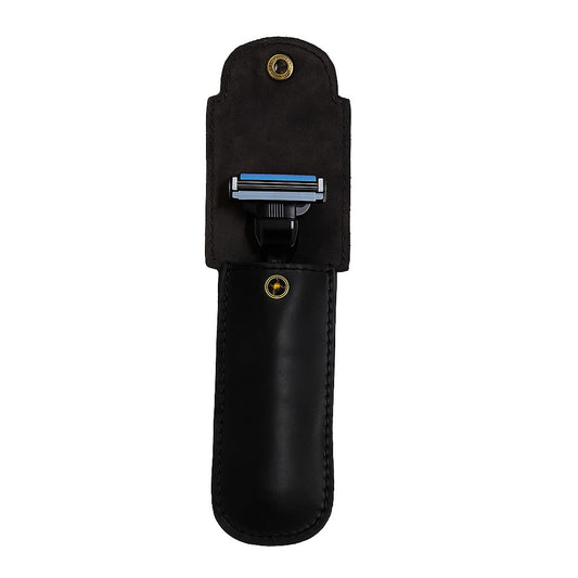 PavinCrafter Funda de piel flor para maquinilla de afeitar | Estuche de doble filo | Funda protectora para maquinilla de afeitar de seguridad, hecha a mano, para viaje y almacenamiento | Accesorio de