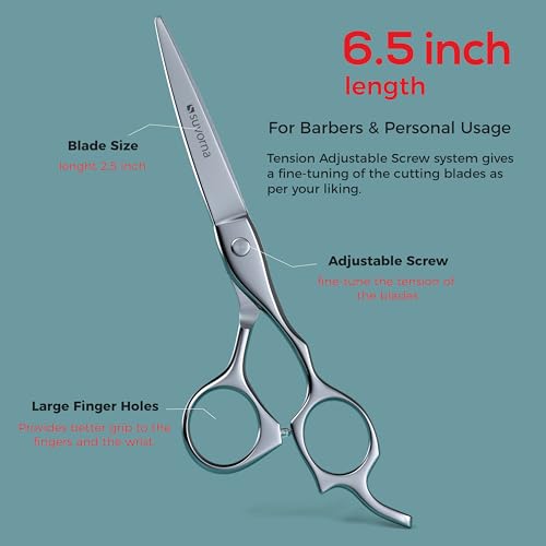 Tijeras de corte de pelo Suvorna de 6,5 pulgadas para profesionales, barberos y peluqueros, tijeras de pelo extremadamente afiladas para cortar y recortar, tijeras de pelo para mujeres y hombres.