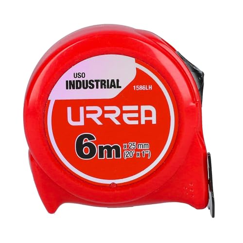 Flexómetro Industrial Urrea Rojo con Hoja de Acero y Carátula de ABS y TPR