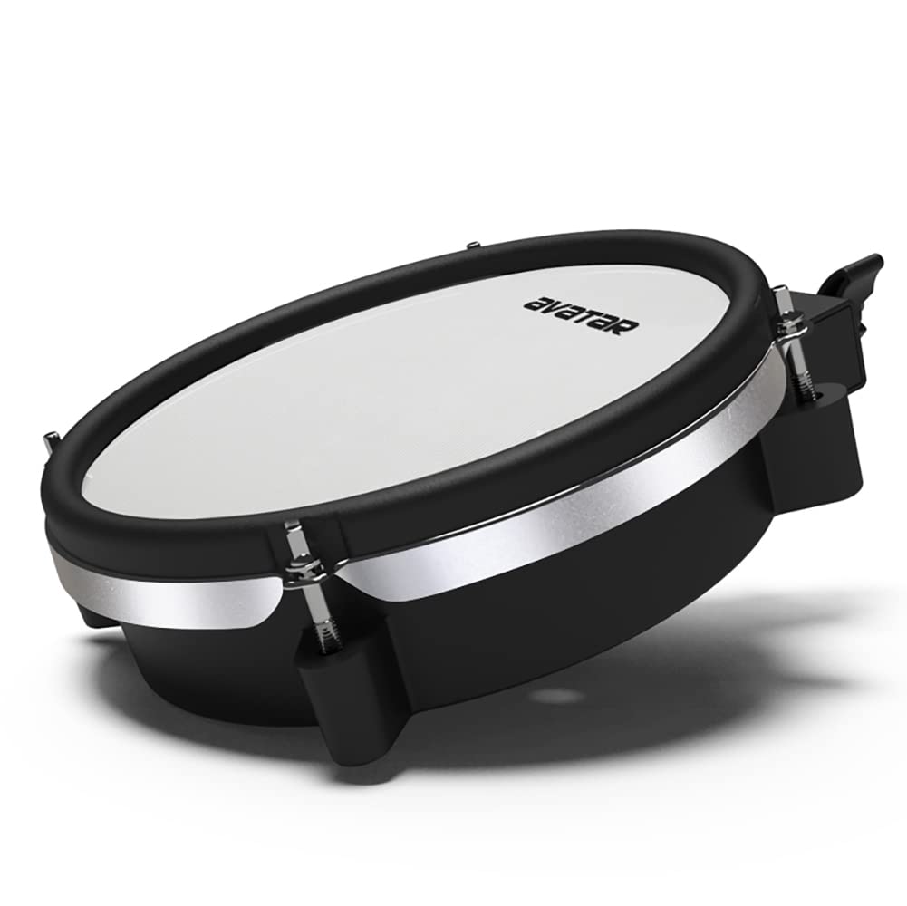 HXW Paquete De Pads De Tom/Snare Con Cabeza De Malla De Zona Dual Para Batería Electrónica, 8 Pulgadas Paquete De Pads De Batería De 8" Negro