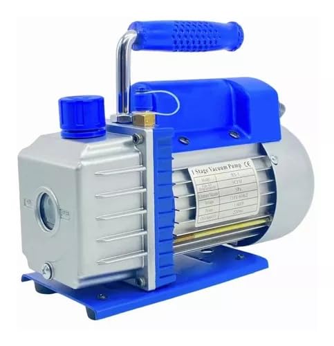 FIXITFAST Bomba de vacío rotativa de paletas de una etapa 3CFM 5 Pa 1/3HP para aire acondicionado refrigerante HVAC herramienta de aire, puerto de entrada abocardado Capacidad de aceite 225ml Azul