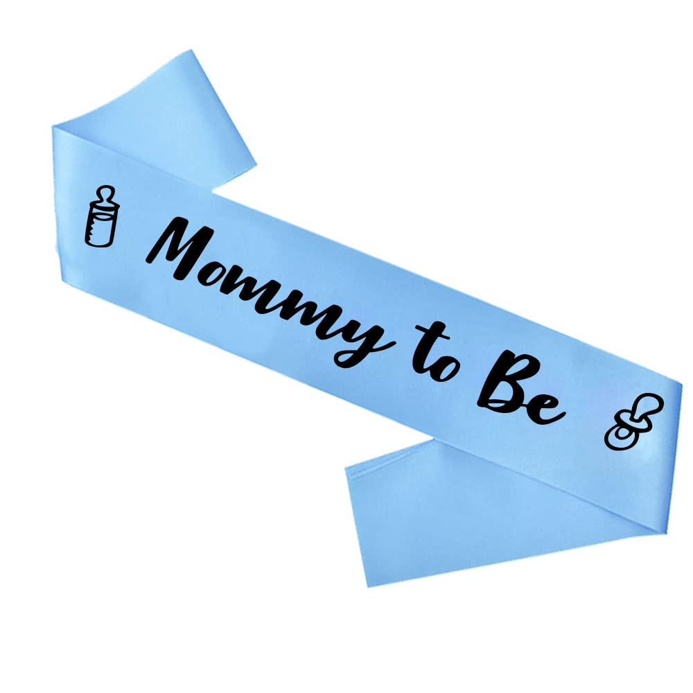 Banda para Baby Shower para Niño - Banda "Mamá por Ser" con Hermosa Cinta Azul y Texto de Foil Negro - Ideal para Revelación de Género, Baby Shower, Bienvenida al Bebé, Regalo para Mamá por Ser o Baby