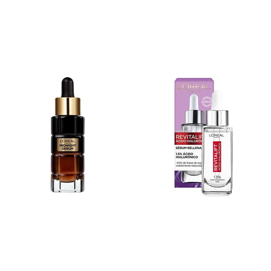 L'Oreal Paris Age Perfect Renovación Celular Serum de Noche Midnight Serum + Serum Facial Anti Arrugas Acido Hialuronico Revitalift