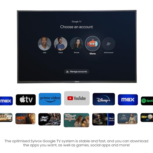 Televisión Inteligente SYLVOX de 50 Pulgadas Resistente a la Intemperie Google TV 4K Brillo Alto IP56 Impermeable Antiarañazos para Exteriores
