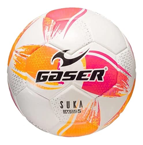 Gaser Balón Fútbol Laminado Modelo Suka (Rosa, Blanco, No. 4)