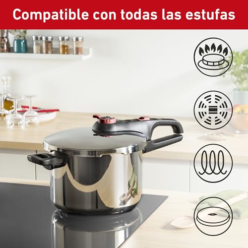 Olla de Presión T-fal Acero Inoxidable Secure Click 6L