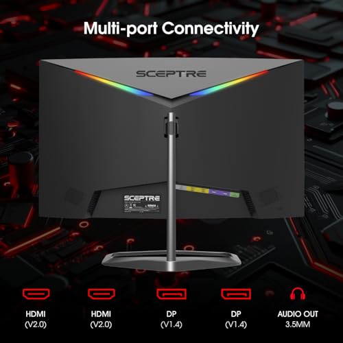 Sceptre - Monitor para juegos curvo de 24,5 pulgadas de hasta 240 Hz 1080p R1500 1 ms DisplayPort x2 HDMI x2 Altavoces integrados Blue Light Shift, Negro máquina 2023 (C255B-FWT240)