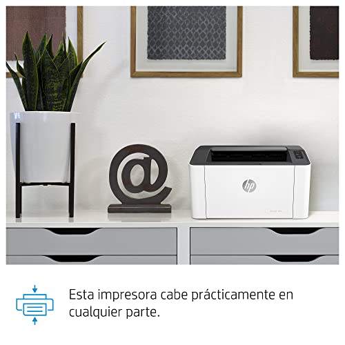 HP Impresora Laser 107w, Láser, Impresión en Negro, Wi-Fi, USB, Impresión y escanéo Smart App, Apple Air Print, Bandeja de 150 Hojas, Pantalla LED (4ZB78A)