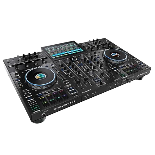 Denon DJ PRIME 4+ Controlador DJ Autónomo con Separación de Stems en 4 Decks, Streaming por WIFI, Mezclador, Pantalla Táctil 10.1", Control de Luces