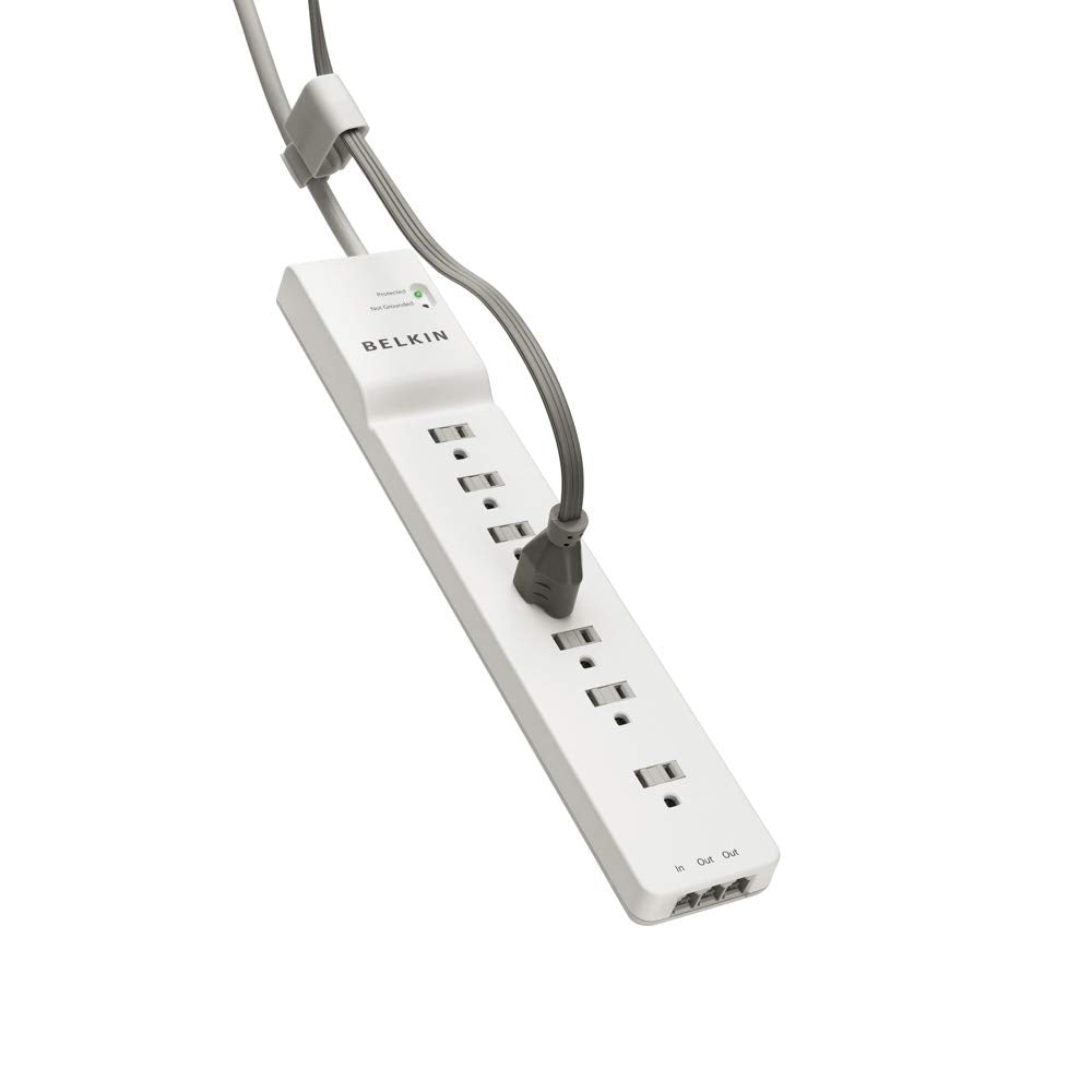 Belkin 7-Outlet Home and Office Power Strip Surge Protector with 6-Foot Power Cord, 2320 Joues (BE107200-06)