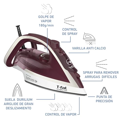 Plancha de Vapor T-fal Vino con Suela de Cerámica y Sistema Anti-Cal