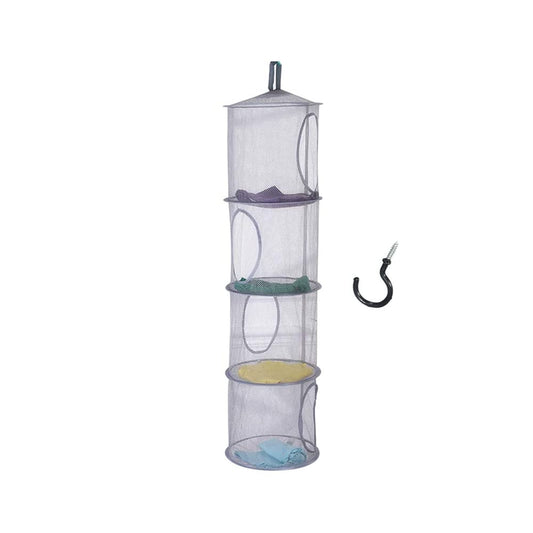 Organizador de almacenamiento de 6 niveles, cesta de almacenamiento de malla colgante de 66 x 11 1/2 pulgadas con ganchos de rosca de 2 pulgadas, cesta plegable para mini juguetes, guantes, chales, sombreros, manoplas, se fija fácilmente a cualquier varil