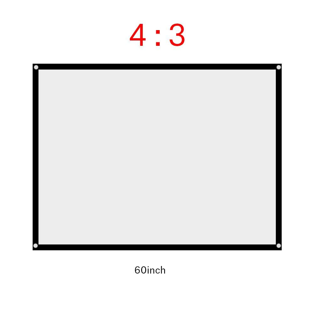 S erounder Pantalla de portátil de 60-100 Pulgadas, Pantalla de proyección de poliéster sin Arrugas HD 4: 3 Plegable con ángulo de visión Visual para Cine en Interiores y