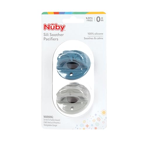 Chupetes Nuby Lazo Morado y Flores Rosas Silicona 3D con Mango Suave y Agujeros de Aire para Bebé