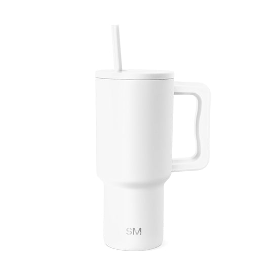 Vaso Térmico Simple Modern Winter White con Asa y Pajita