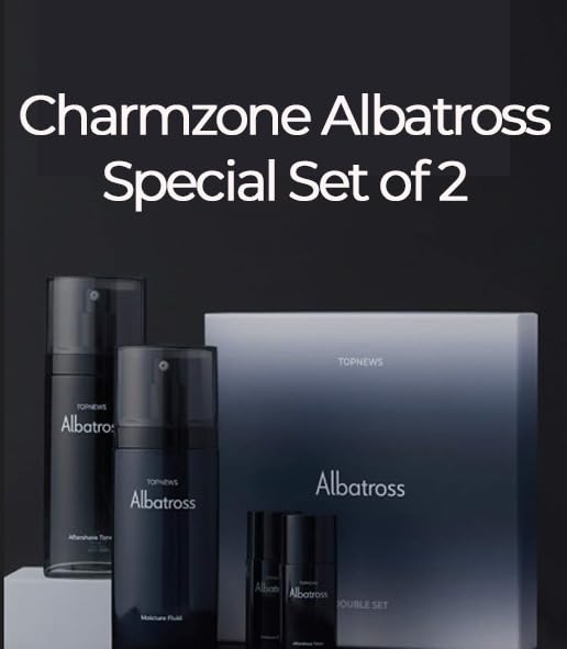 CHARMZONE Albatross Skincare for Men - Juego de tóner y emulsión para después del afeitado, juego de regalo nutritivo hidratante e hidratante con muestras de tamaño de viaje