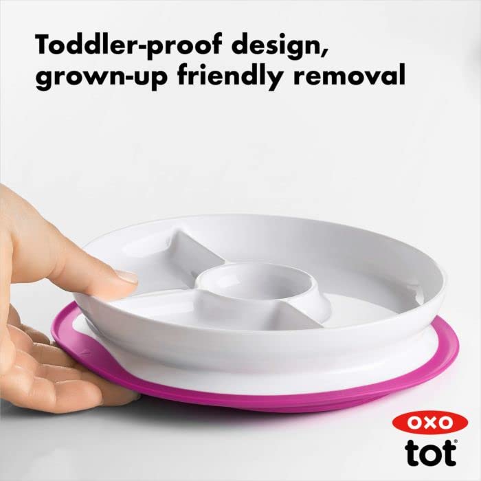 Plato Dividido OXO Tot Rosa Stick & Stay