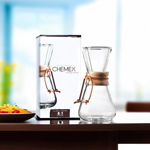 Chemex Cafetera de vidrio, Classic, Transparente, 3 Tazas, 1