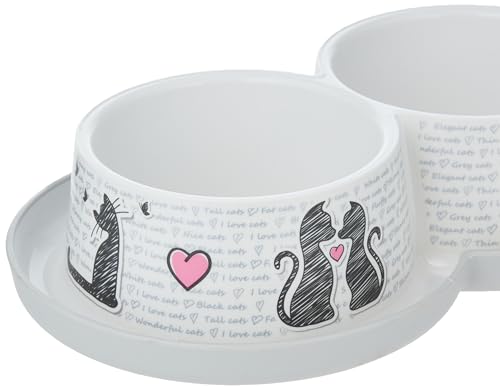 Cuenco Antideslizante Moderna Transparente con Diseño de Gatos Enamorados