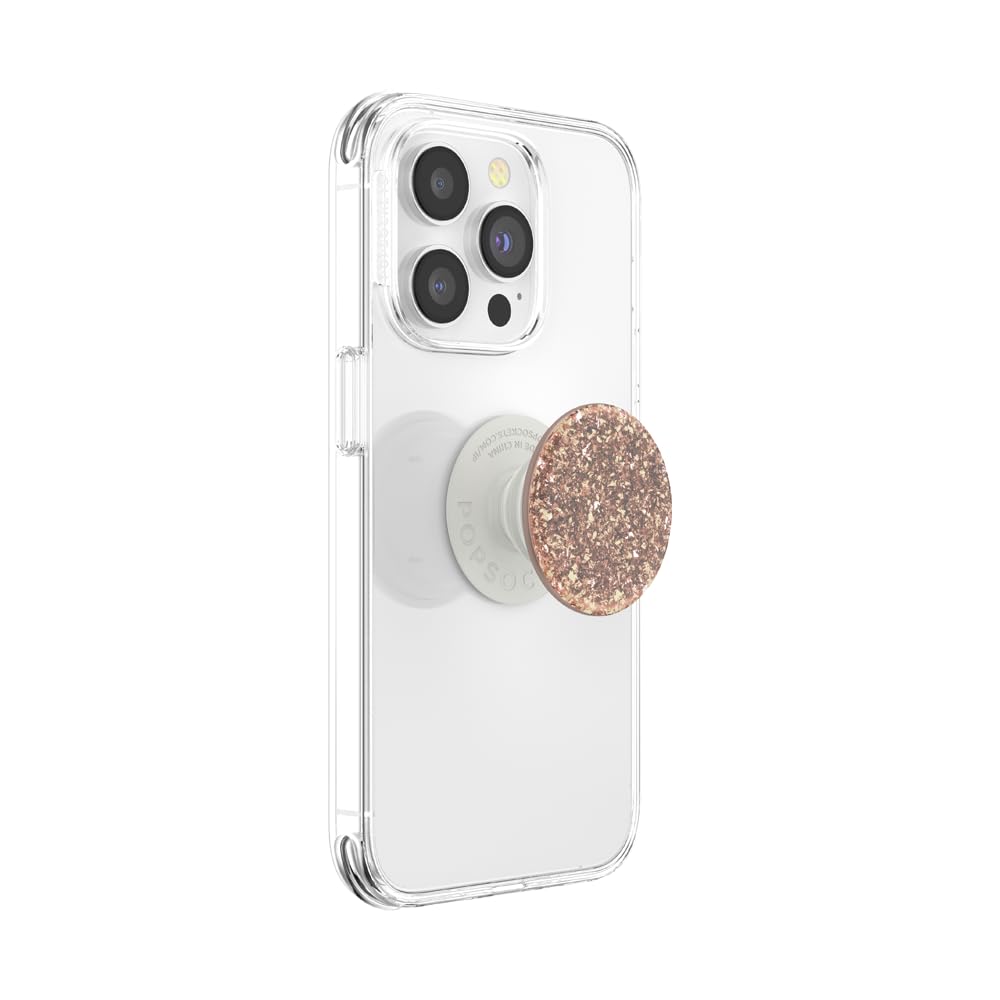 Empuñadura para Teléfono PopSockets Oro Rosa Purpurina Confeti de Aluminio Expandible
