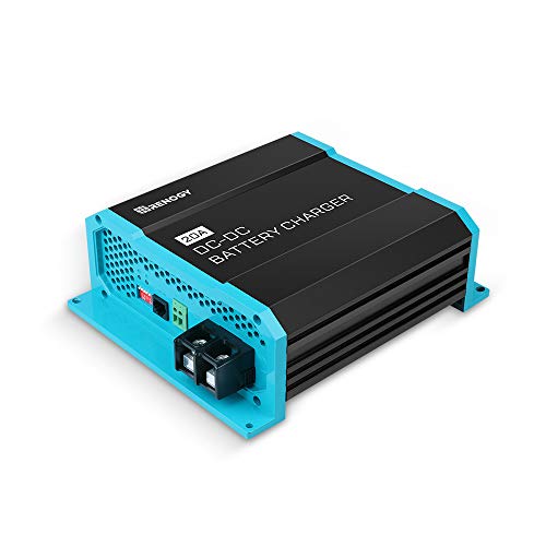 Renogy Cargador de batería a bordo de 12 V 20 A CC a CC para inundados, gel, AGM y litio, utilizando carga multietapa en caravanas, vehículos comerciales, barcos, yates, 20 A