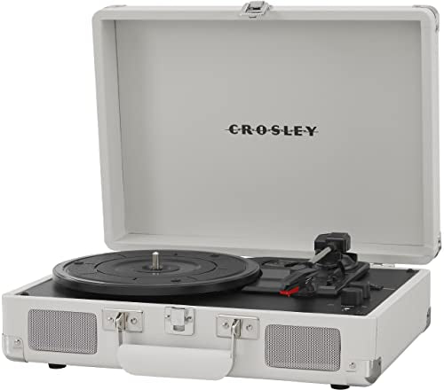 Crosley CR8005F-WS Cruiser Plus Vintage 3-Speed Bluetooth in/out Suitcase Turntable, White Sand