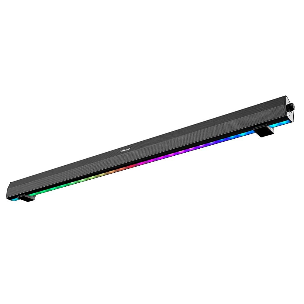 Billboard Barra De Sonido Carbono Chroma Soundbar 2.0 | Luz LED con 7 Modos | Entradas Óptica y Auxiliar | Control Remoto