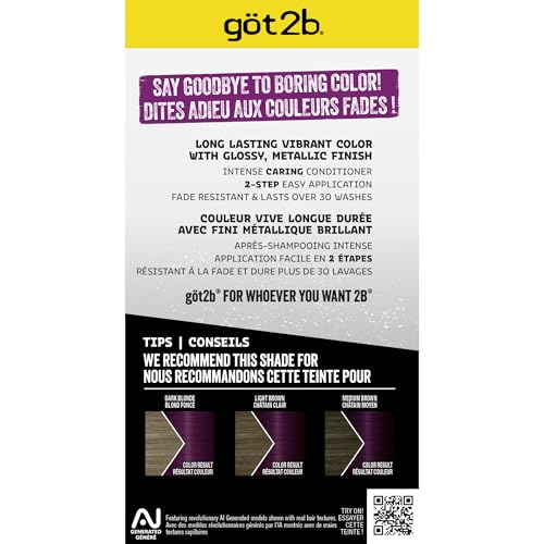 Got2B - Tinte permanente metálico para el cabello, M69, cromo amatista