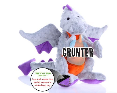 GoDog Dragons con tecnología de protección para masticar, Gris, Large