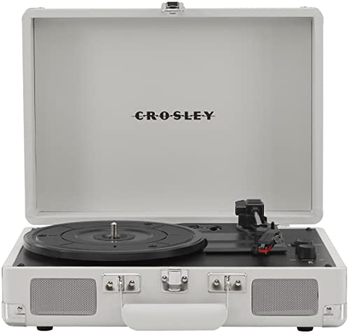 Crosley CR8005F-WS Cruiser Plus Vintage 3-Speed Bluetooth in/out Suitcase Turntable, White Sand