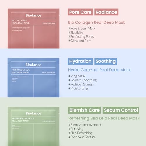 BIODANCE Bio-Collagen Real Deep Mask, Overnight Mask, Pore Eraser Mask, Hydrogel Mask Sheet, Pore Tightening, Hydrating, Low Molecular Collagen Face Mask | 34g x4ea