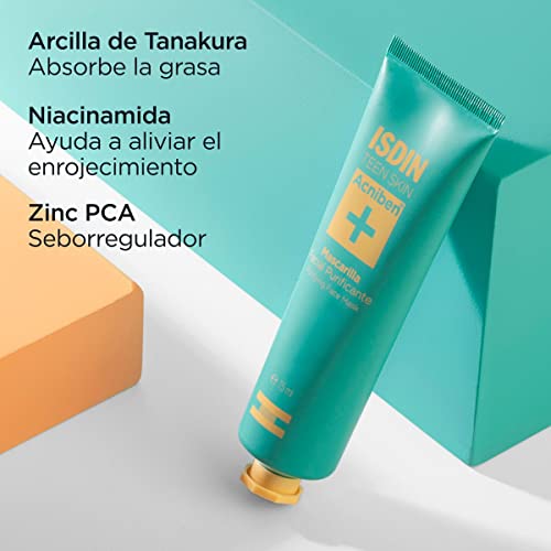 ISDIN Acniben Mascarilla Facial Purificante, Extra de higiene en la rutina de pieles grasas y/o con tendencia acneica, 75ml