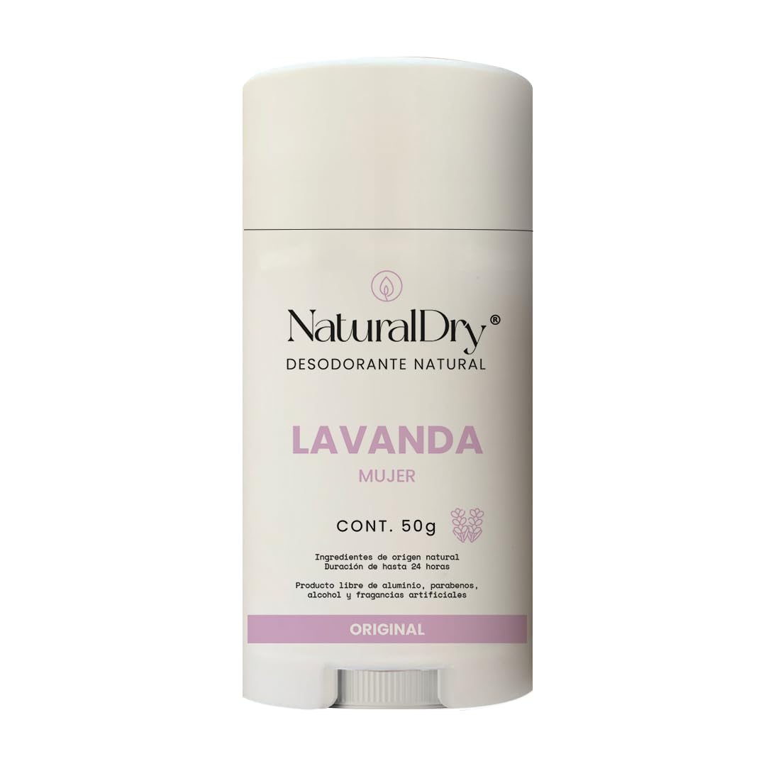 NaturalDry - Desodorante Natural Mujer - Sin Aluminio - Sin Parabenos - No obstruye los poros - Elimina el mal olor - NO HUELES - en barra (1 unidad)