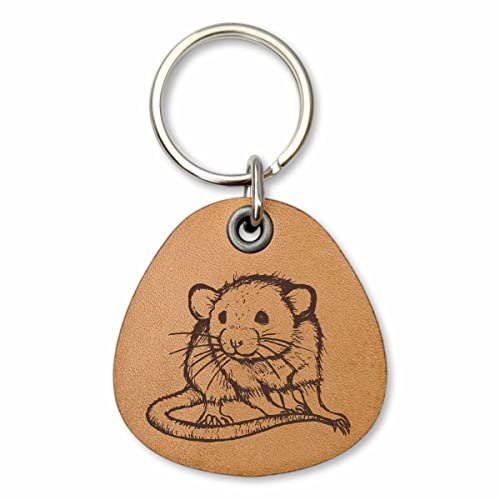 ForLeatherMore - Dumbo Rat - Cute Rat - Genuine Leather Keychain - Pet Key Fob
