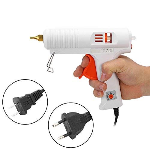 Fdit - Hot Melt Pistola de pegamento resistente ajustable temperatura de fusión pistola de pegamento 110 W tamaño completo Flexible disparador para Manualidades