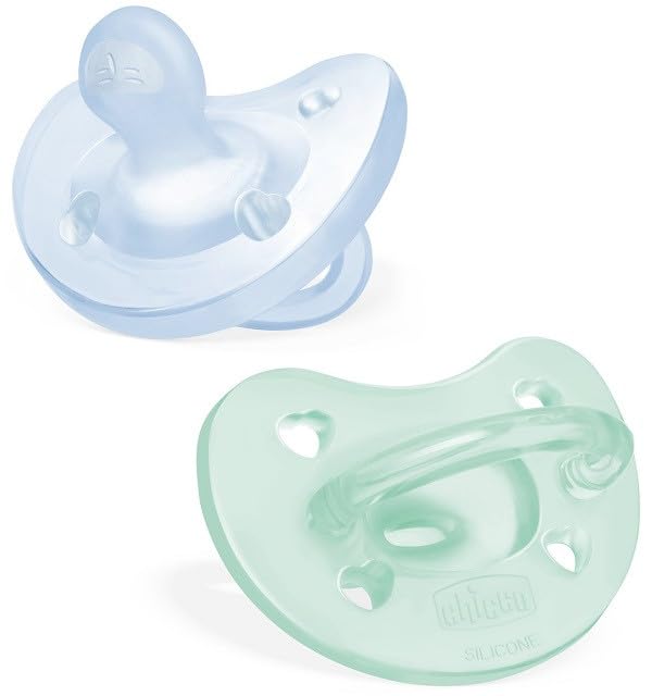 Chicco PhysioForma Chupete de Silicona 2-6 Meses, Pack de Mordedores 2-6 Meses, Apoyan la Respiración Fisiológica y Favorecen el Desarrollo Correcto de la Boca, 2 Piezas, Azul Clar
