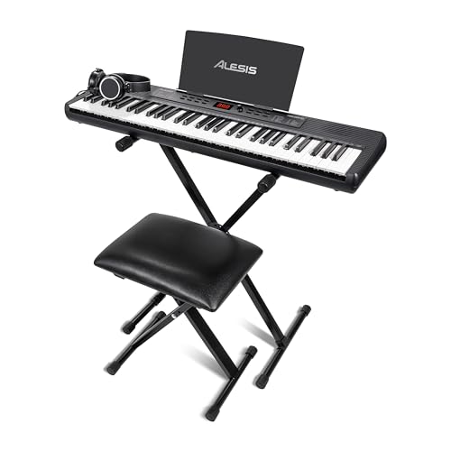 Alesis Melody 61 MK4 Teclado Piano Eléctrico para Principiantes con 61 Teclas, Altavoces, Soporte, Banqueta, Auriculares, 300 Sonidos y Lecciones de Música