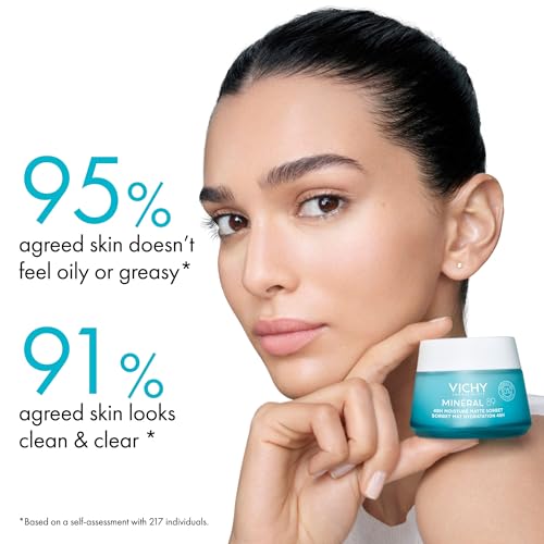 Vichy Minéral 89 Aqua Gel - Hidratante facial para piel grasa | Hidratante matificante | Ácido hialurónico + niacinamida + ácido salicílico | Control de brillo | Gel hidratante refrescante no