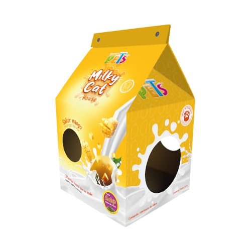 Fancy Pets Casa de Cartón con Rascador para Gatos Milky Cat Sabor Mango