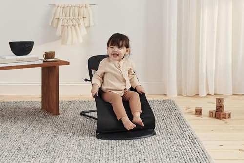 BabyBjörn Silla Mecedora para Bebé Balance Soft, Tejido, Negro/Gris oscuro