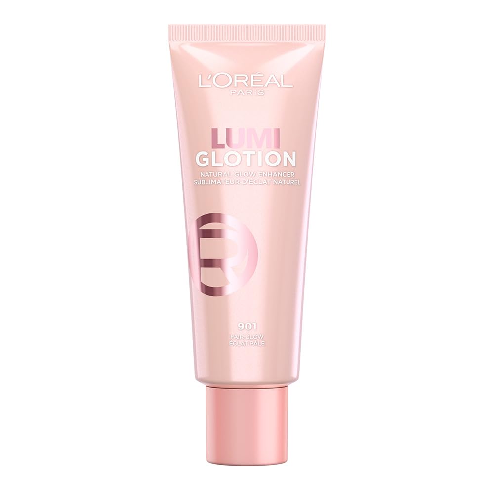 L'Oréal Paris Lumi Glotion iluminador de maquillaje hidratante, tono Fair Glow 901, 40ml - Glow enhancer para piel glowy natural, highlighter, hidrata e lumina rostro y cuerpo
