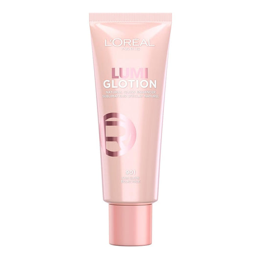L'Oréal Paris Lumi Glotion iluminador de maquillaje hidratante, tono Fair Glow 901, 40ml - Glow enhancer para piel glowy natural, highlighter, hidrata e lumina rostro y cuerpo