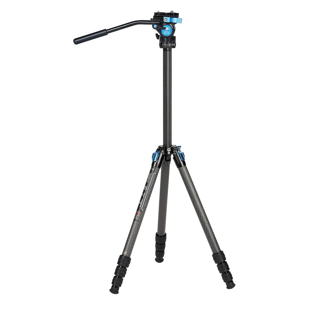 Trípode Sirui Fibra de Carbono con Cabezal de Video Fluido y Columna Central Triangular Impermeable de Viaje
