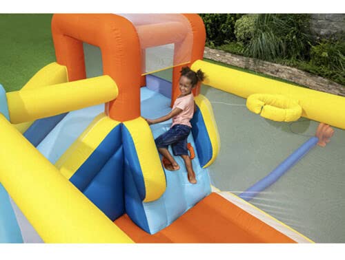 Casa Inflable Up, In & Over Azul con Parque de Diversiones y Canasta de Baloncesto