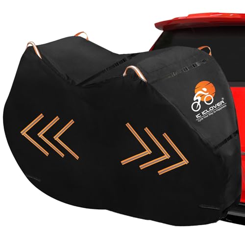 IC ICLOVER - Funda de bicicleta para transporte en el estante, fundas de bicicleta para 1 bicicleta en el portabicicletas trasero, funda de viaje para almacenamiento al aire última intervensión 600D