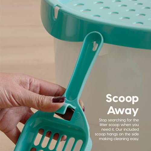 Arenero Ovalado con Entrada Superior IRIS USA Blanco Verde Agua