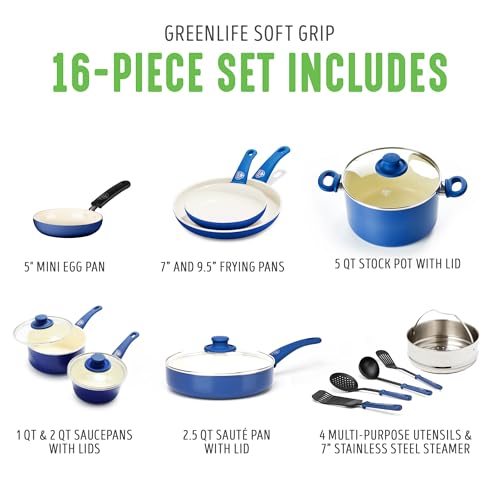 GreenLife CC002378-001 agarre suave, 16 unidades, azul marino