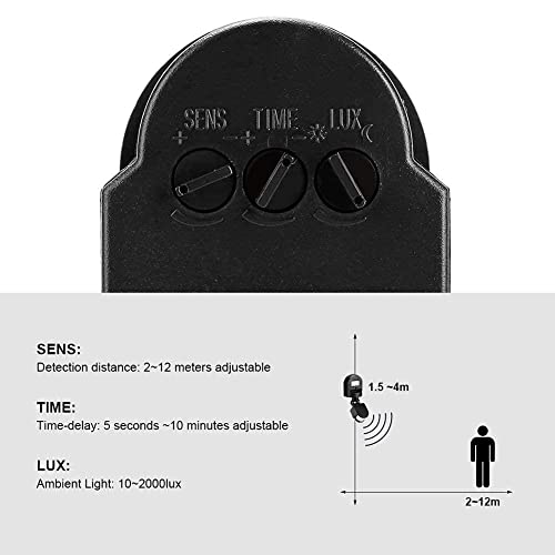 FTVOGUE 110V-240V Ajustable,Ferreter¨ªa para Puertas de Garaje Sensores Cuerpo PIR Sensor de Movimiento Sensor de Infrarrojos Sensor de Movimiento Interruptor de luz Interruptor de luz Bombilla(02)
